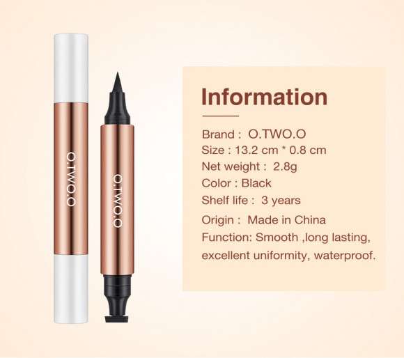 Двухсторонняя быстросохнущая подводка для глаз со штампом / чёрная O.TWO.O арт. 1019 2.8 g.