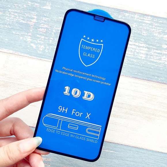 Защитное стекло 10D 9H Glass Pro для iPhone X - черный