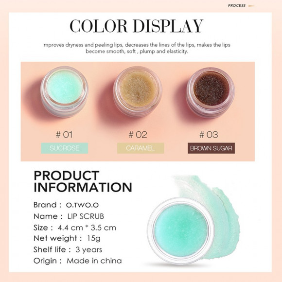 Отшелушивающий скраб для губ  O.TWO.O 15g (арт. 1002)