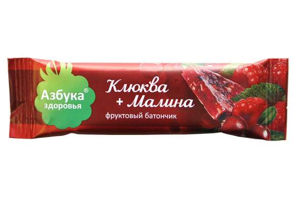 Азбука Здоровья Батончик фруктовый (Клюква + малина), 30g