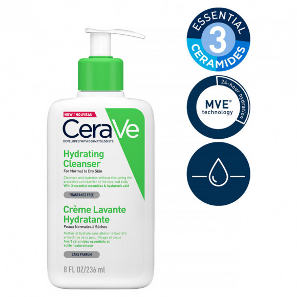 Cerave Hydrating Cleanser Увлажняющий очищающий крем-гель для нормальной и сухой кожи 236ml