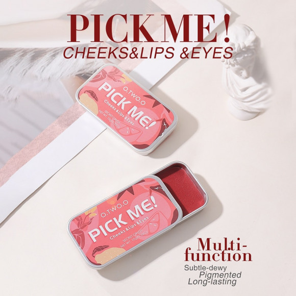 Матовый крем 3 в 1 (румяна, тени для век, помада для губ) O.TWO.O Pick Me 10г #9139 (№05 Коричнево-красный)