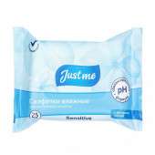 Влажные салфетки Just me sensitive для интимной гигиены с экстрактом хлопка 25 штук