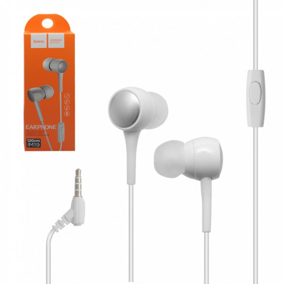 Наушники Hoco M19 Drumbeat Universal Earphone with mic (1.2 м) с микрофоном White Белые