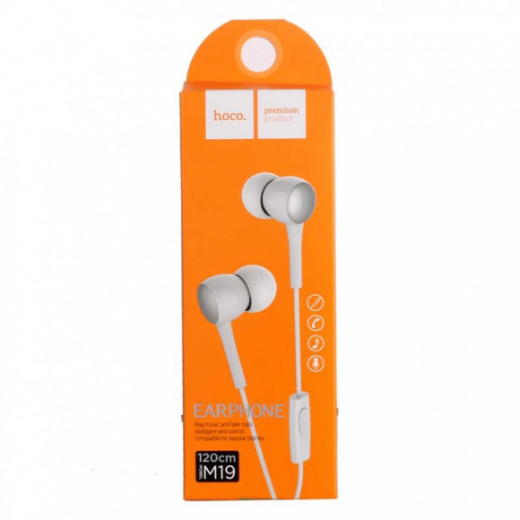 Наушники Hoco M19  Earphone с микрофоном Белые (1.2 м)