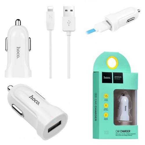 АЗУ HOCO Z2 Single-Port Car Charger USB 1,5A (белое)